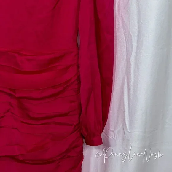 NWT Intermix Jayda Ruched Crepe de Chine Mini Dress